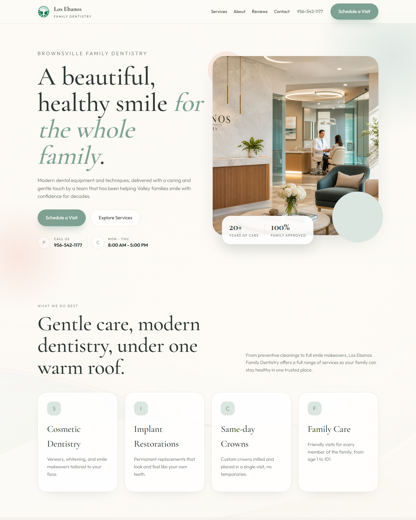 Los Ebanos Family Dentistry homepage redesign preview
